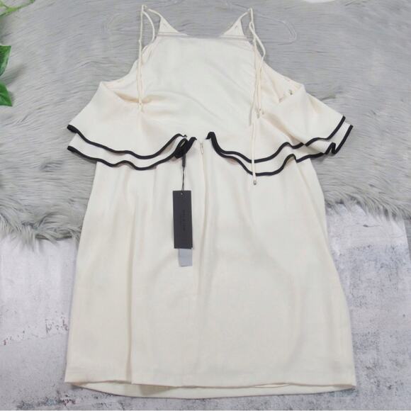 HALSTON Ruffled Crepe Halter Neck Mini Shift Dress Open Back Women’s Size 14 - Picture 6 of 10